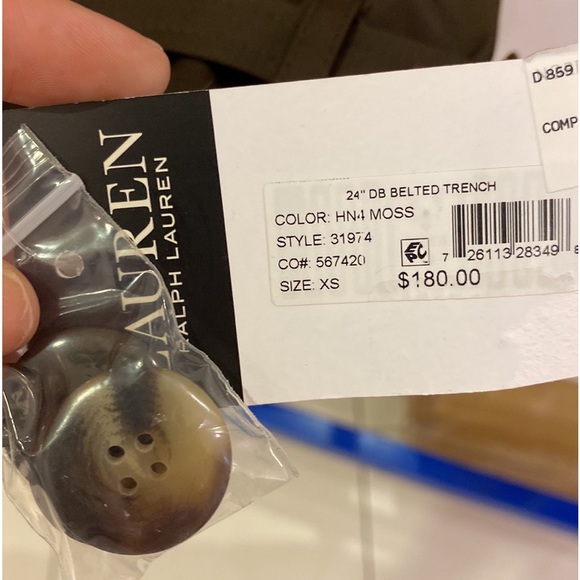 Ralph Lauren 24” DB Belted Trench Coat Moss - Picture 4 of 8